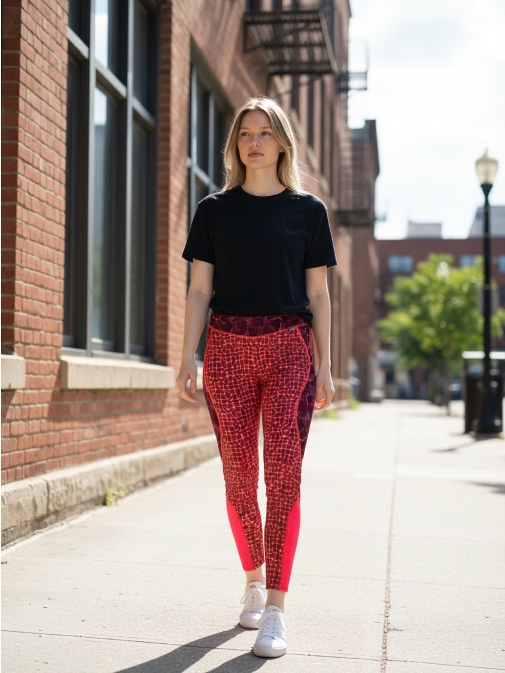 Maaji Red Patterned High-Rise Athletic Leggings